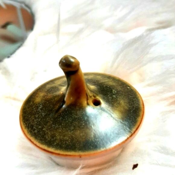 R. Hankia Vintage Rare  Porcelain Green  Orange‎ Tea Pot Signed 18R x10.5 T - Picture 12 of 13